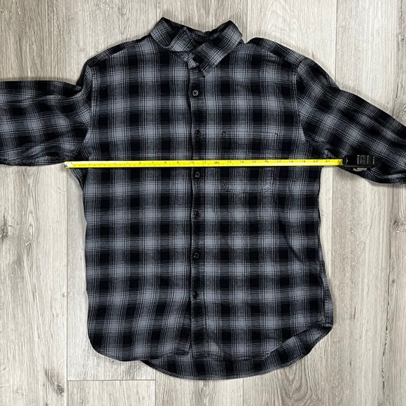 Uniqlo Men's Plaid Black/Grey Medium Button Down Shirt - Picture 4 of 6